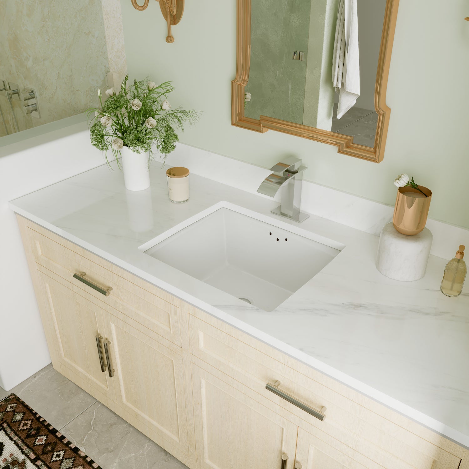 DeerValley Bath DeerValley DV-1U307 Ursa 16" X 14" Rectangular Vitreous China Undercounter Bathroom Sink With Overflow Hole Undermount Sinks