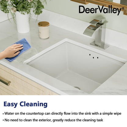 DeerValley Bath DeerValley DV-1U307 Ursa 16" X 14" Rectangular Vitreous China Undercounter Bathroom Sink With Overflow Hole Undermount Sinks