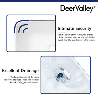 DeerValley Bath DeerValley DV-1V0001 Ally Black and White Ceramic Rectangular Vessel Bathroom Sink Vessel Sink