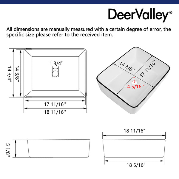 ALLY 19" Rectangular Vessel Bathroom Sink, Without Overflow