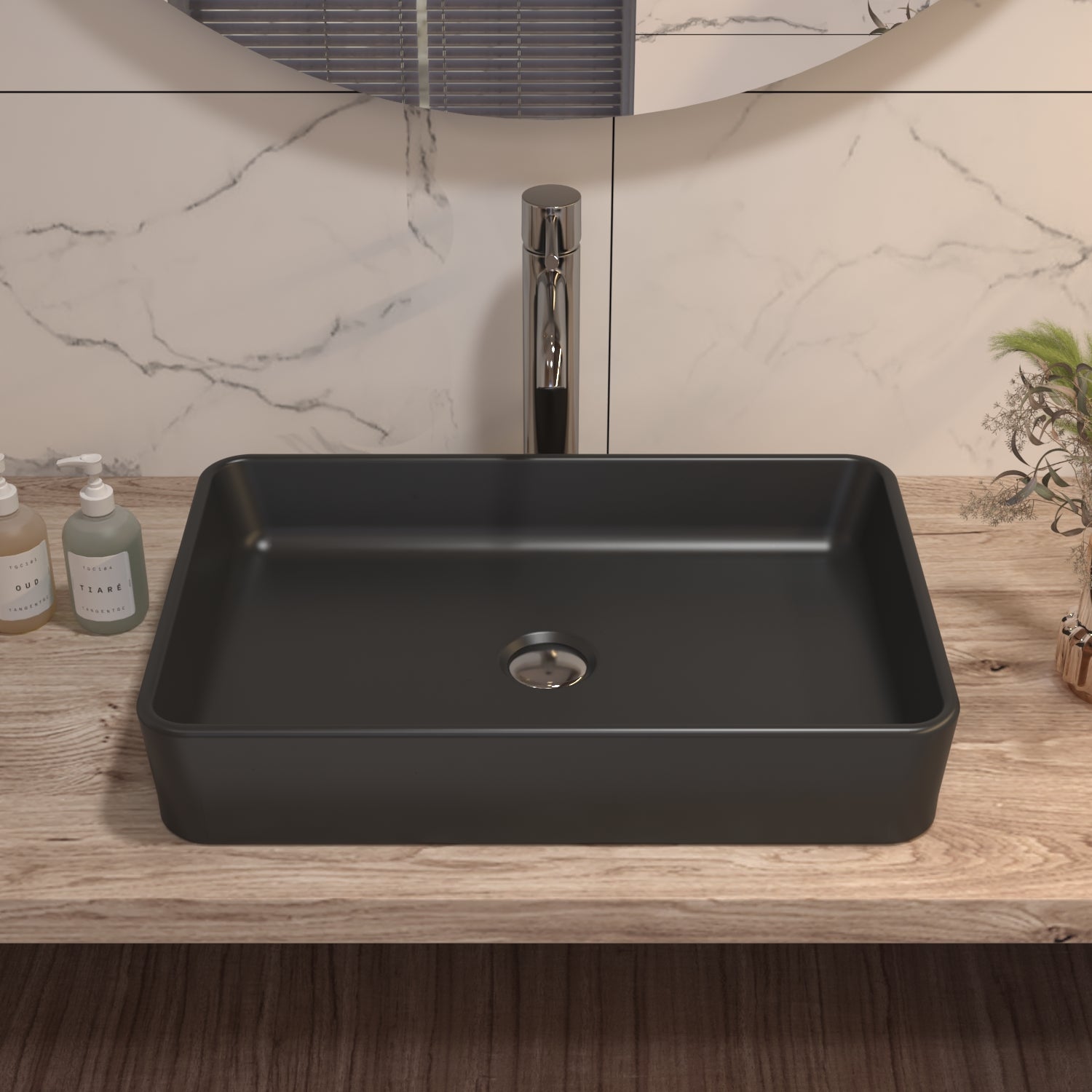 ALLY 15.75" Rectangular Vessel Bathroom Sink, Without Overflow With Multiple Colors