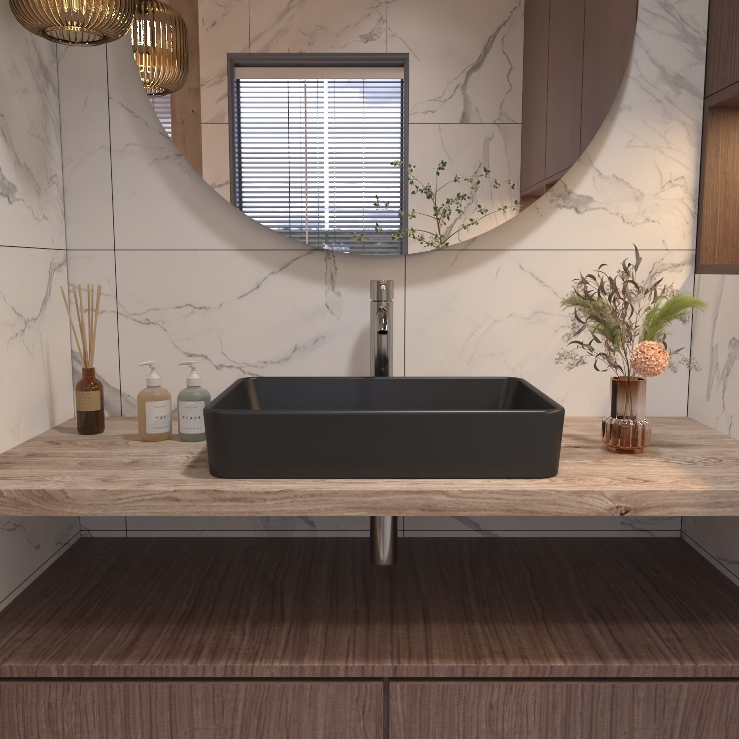 ALLY 15.75" Rectangular Vessel Bathroom Sink, Without Overflow With Multiple Colors