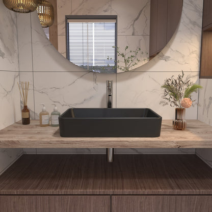 ALLY 15.75" Rectangular Vessel Bathroom Sink, Without Overflow With Multiple Colors