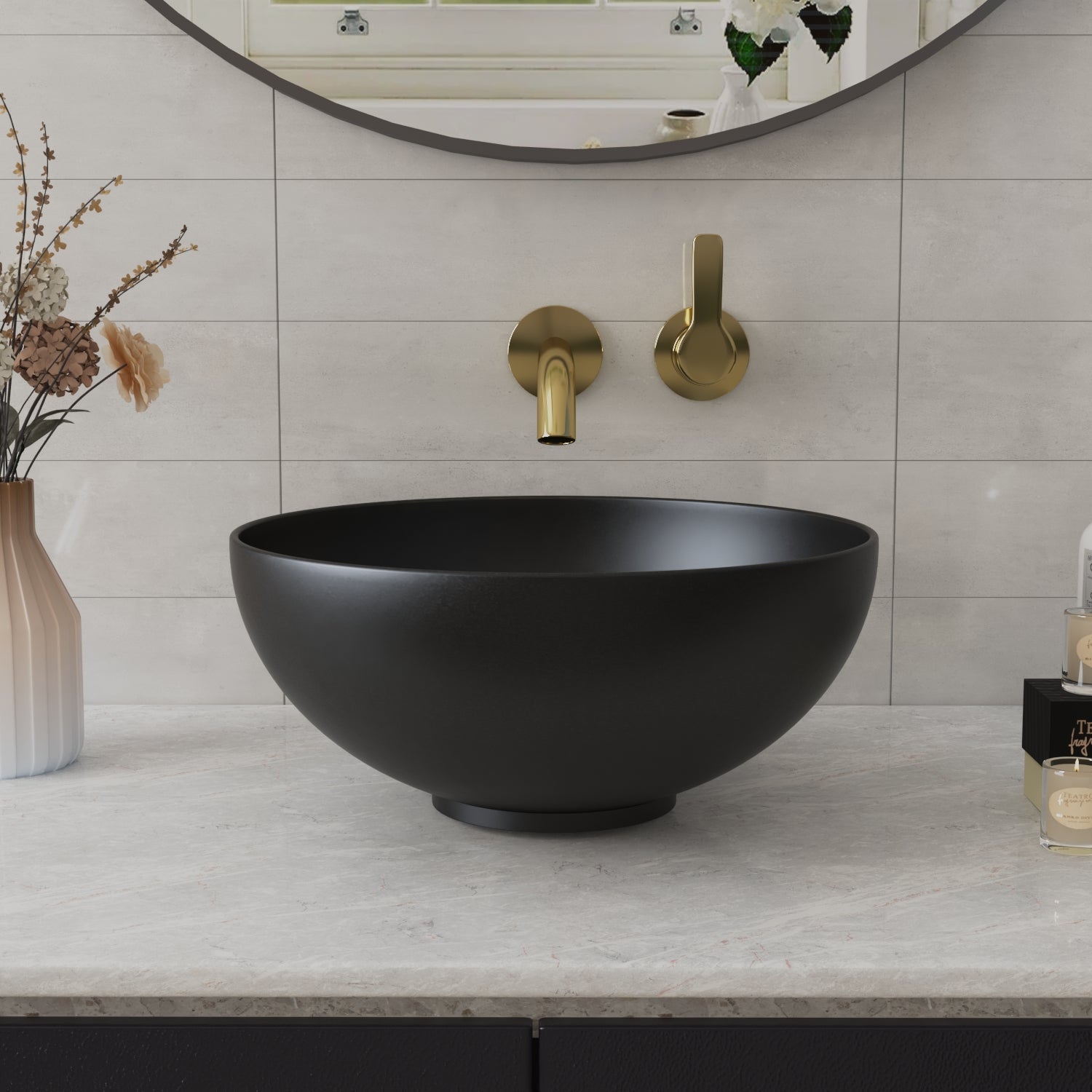 SYMMETRY 12.80" Round Vessel Bathroom Sink, Without Overflow With Multiple Colors