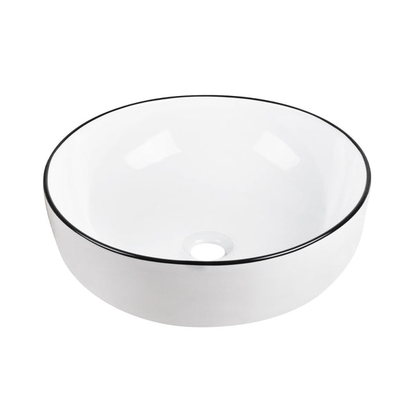 DeerValley Symmetry 16'' White Ceramic Circular Vessel Bathroom Sink DV-1V0030/0092