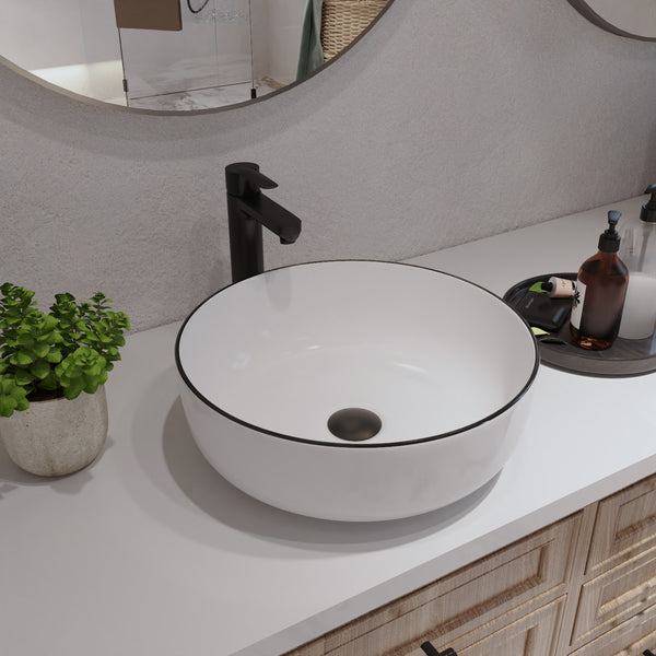 SYMMETRY 16" Round Vessel Bathroom Sink, Without Overflow With Multiple Colors