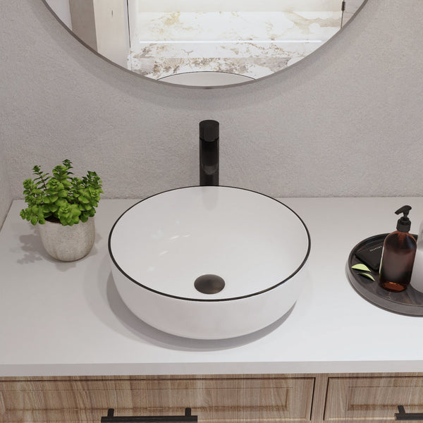 DeerValley Symmetry 16'' White Ceramic Circular Vessel Bathroom Sink DV-1V0030/0092