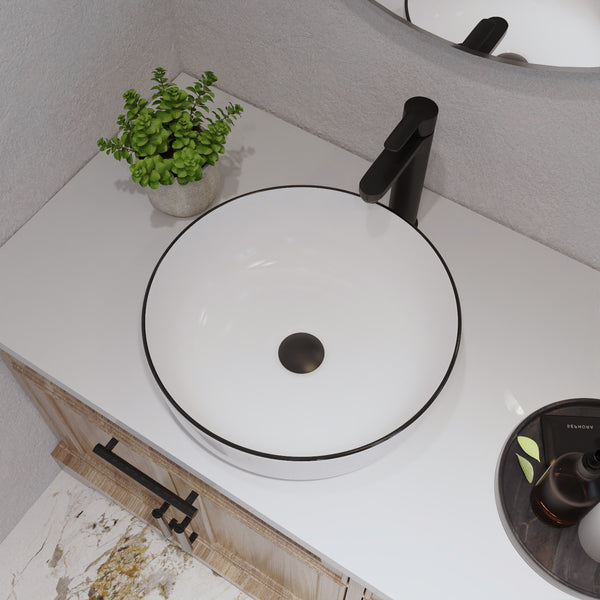 DeerValley Symmetry 16'' White Ceramic Circular Vessel Bathroom Sink DV-1V0030/0092