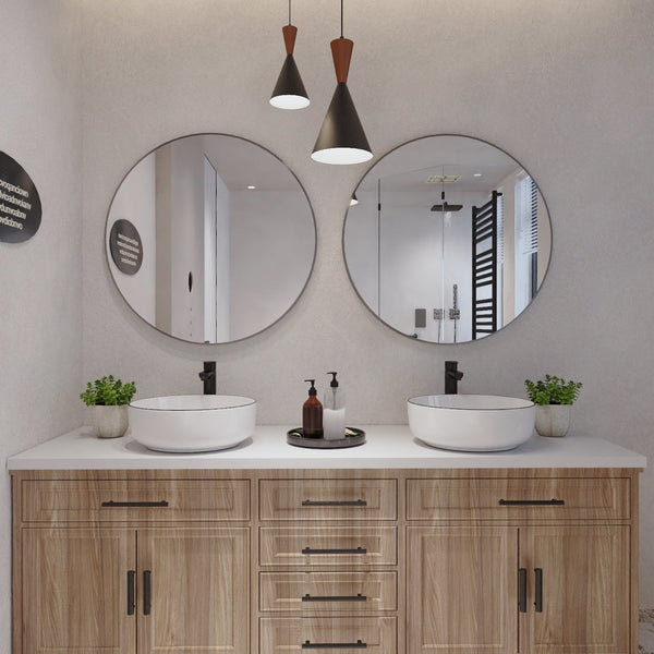 DeerValley Symmetry 16'' White Ceramic Circular Vessel Bathroom Sink DV-1V0030/0092