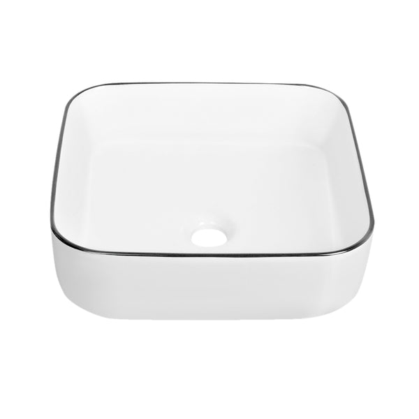 ACE 15" Square Vessel Bathroom Sink, Without Overflow