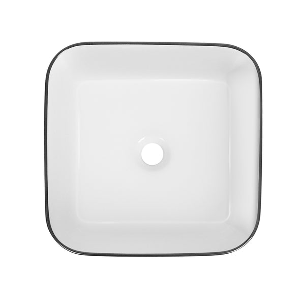 DeerValley DV-1V0033 Ace 15'' White Ceramic Square Vessel Bathroom Sink
