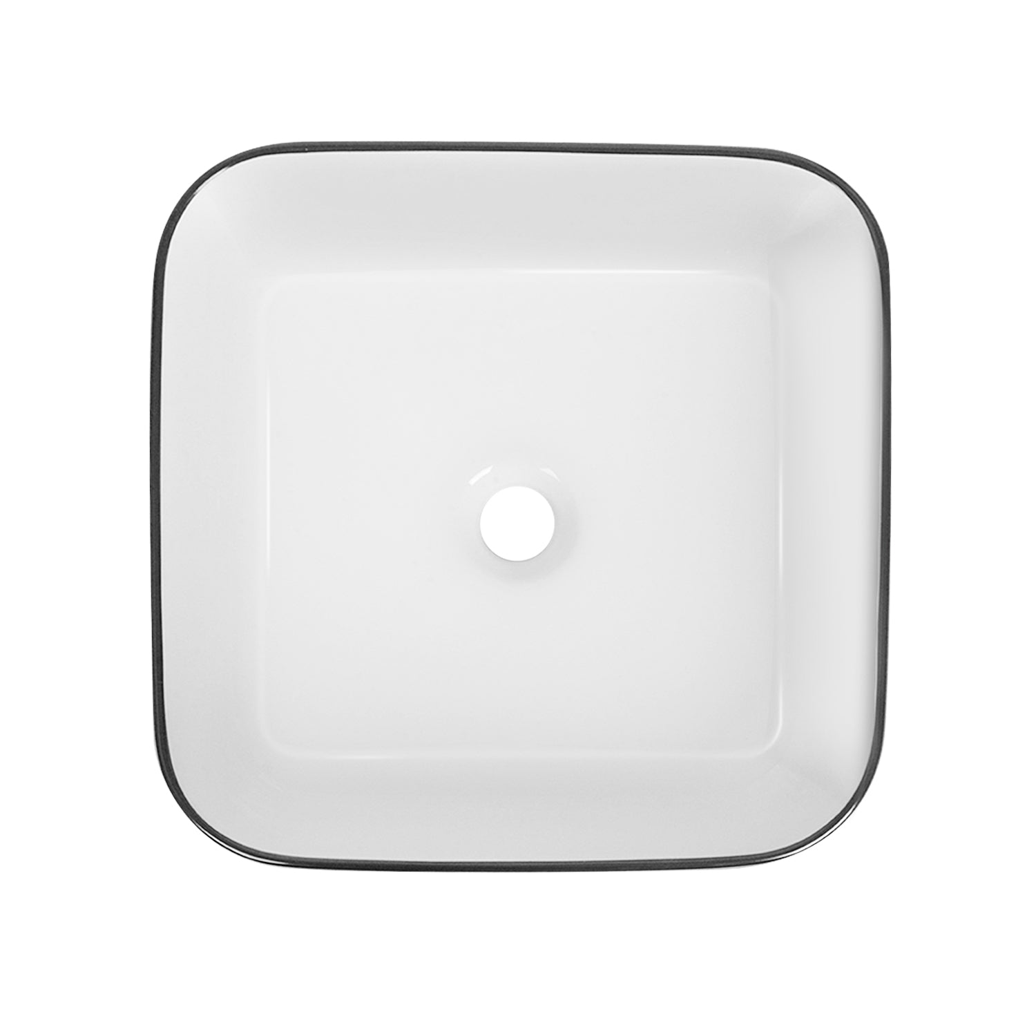 ACE 15" Square Vessel Bathroom Sink, Without Overflow