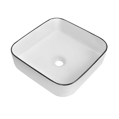 Deervalley DV-1V0033 15" Square Vessel Bathroom Sink, Without Overflow
