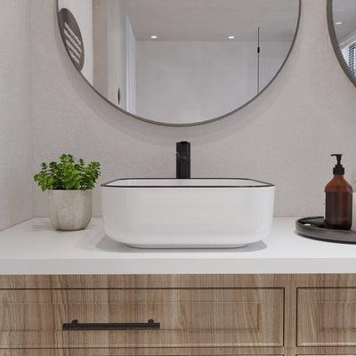 Deervalley DV-1V0033 15" Square Vessel Bathroom Sink, Without Overflow