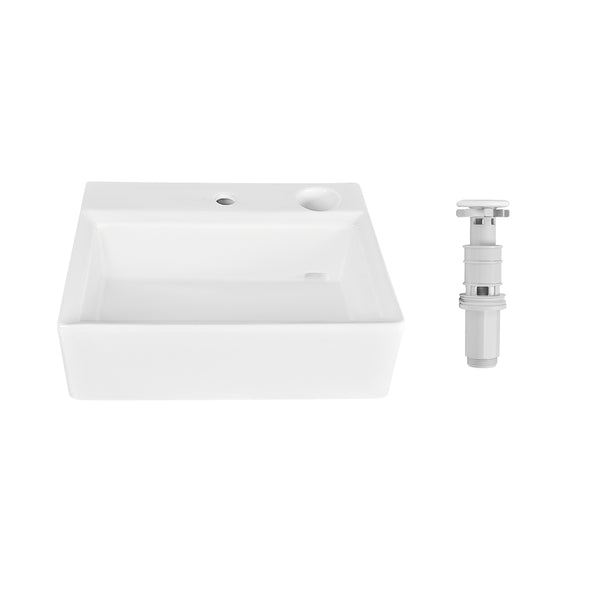 APEX 17" Rectangular Vessel Bathroom Sink, With Hidden Drainage