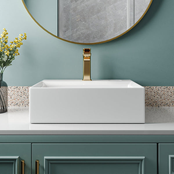 DeerValley DV-1V0046 17'' White Ceramic Rectangular Vessel Bathroom Sink