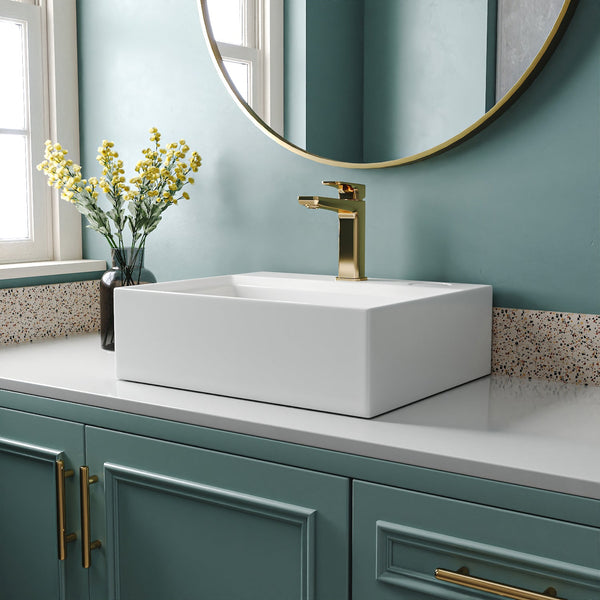 APEX 17" Rectangular Vessel Bathroom Sink, With Hidden Drainage