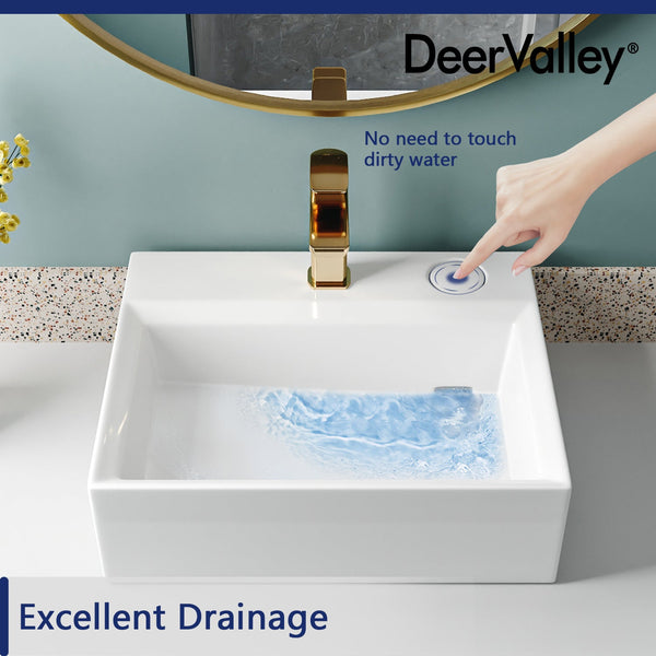 DeerValley DV-1V0046 17'' White Ceramic Rectangular Vessel Bathroom Sink