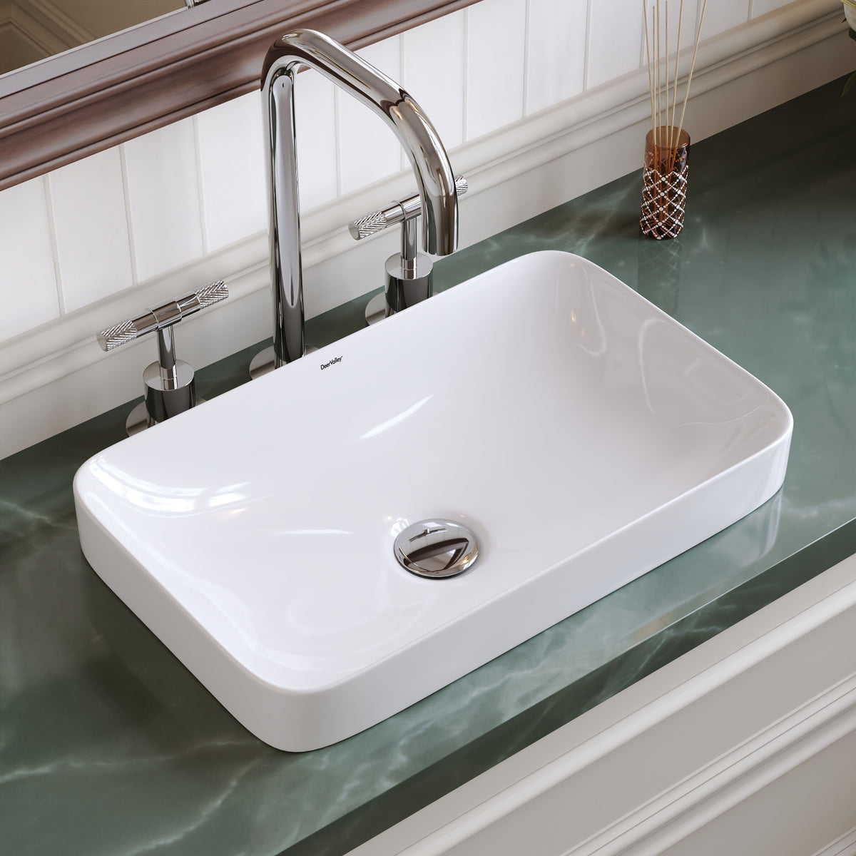 DeerValley  Vessel Sinks Modern Semi-Recessed Durable Ceramic Easy Clean