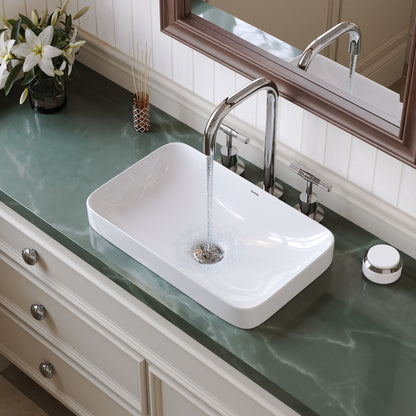 DeerValley  Vessel Sinks Modern Semi-Recessed Durable Ceramic Easy Clean