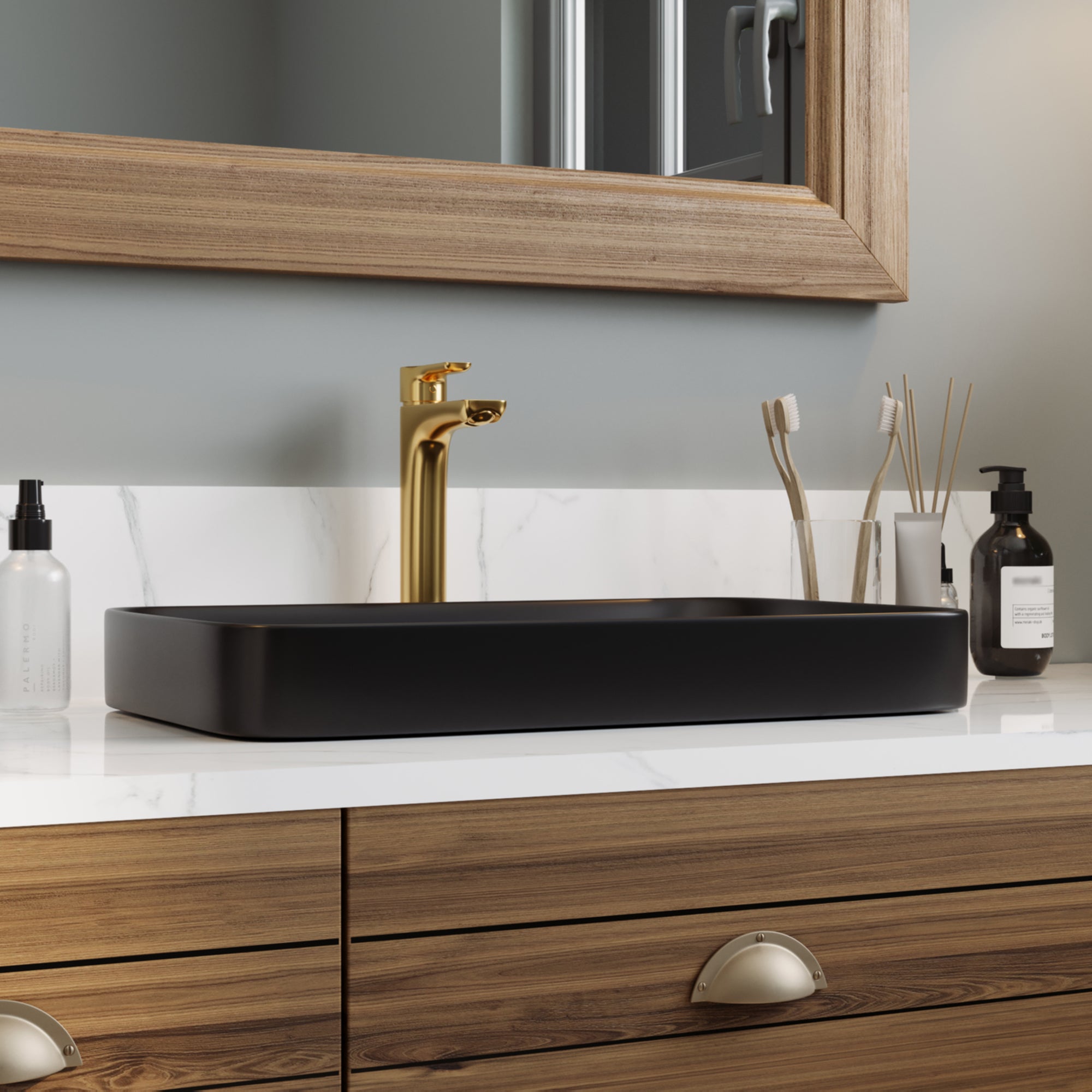 ALLY 12"/16" Rectangular Drop-in Bathroom Sink With Multiple Colors, Scratch-Resistant Ceramic