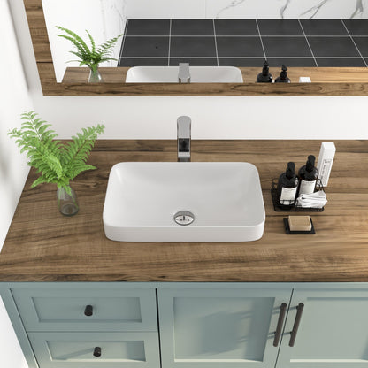 ALLY 12"/16" Rectangular Drop-in Bathroom Sink With Multiple Colors, Scratch-Resistant Ceramic