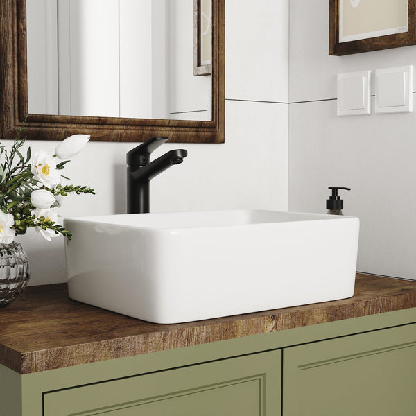 LIBERTY 12" Rectangular Vessel Bathroom Sink, Without Overflow