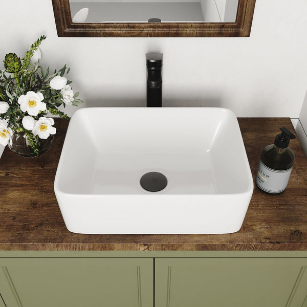 LIBERTY 12" Rectangular Vessel Bathroom Sink, Without Overflow