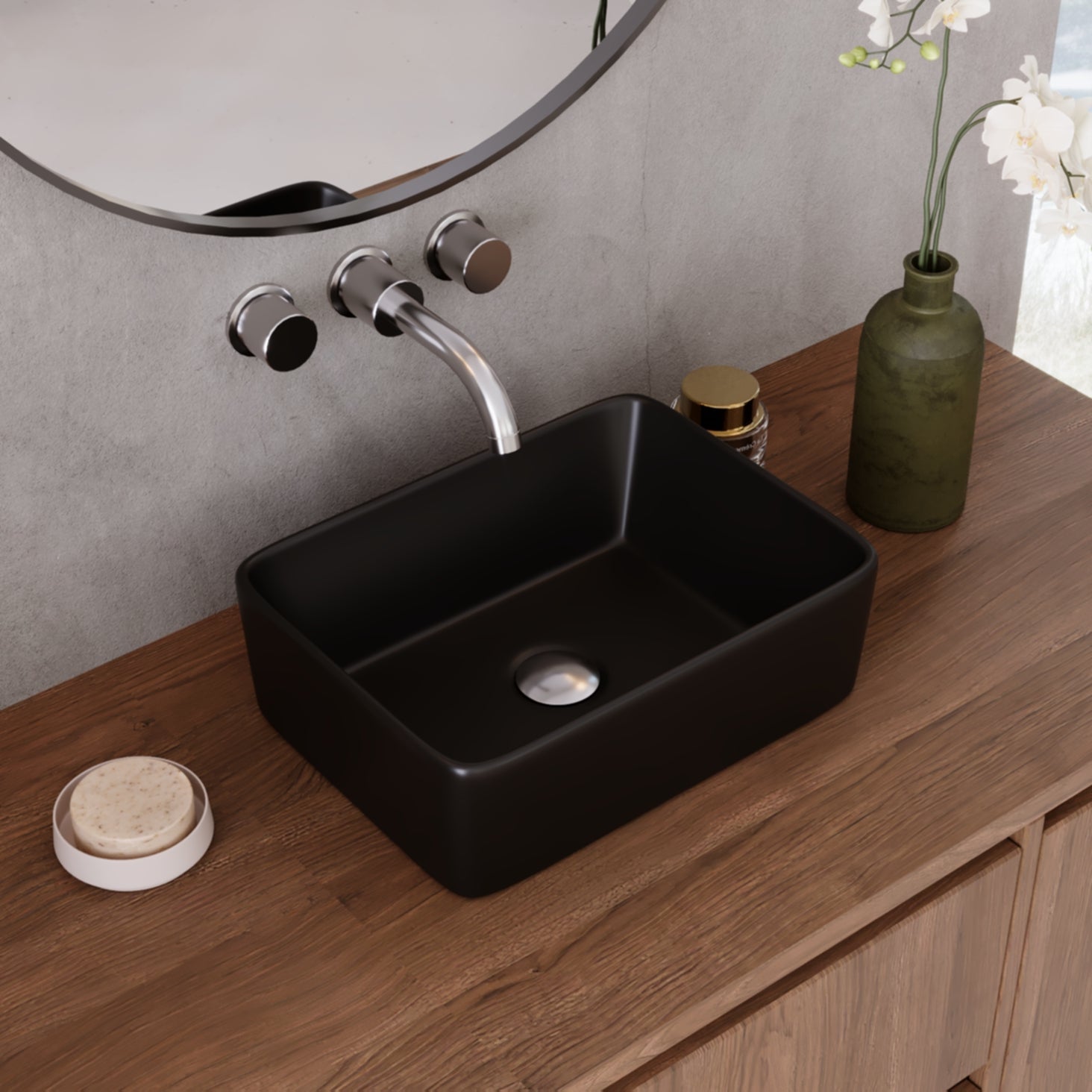LIBERTY 12" Rectangular Vessel Bathroom Sink, Without Overflow