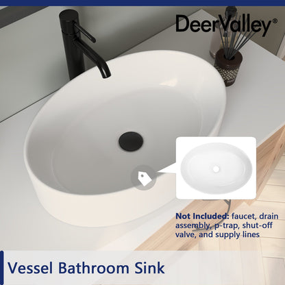HORIZON 14" Oval Vessel Bathroom Sink, Without Overflow