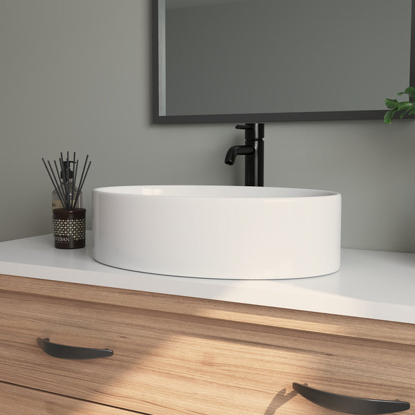 DeerValley DV-1V0049 14'' White Ceramic Oval Vessel Bathroom Sink