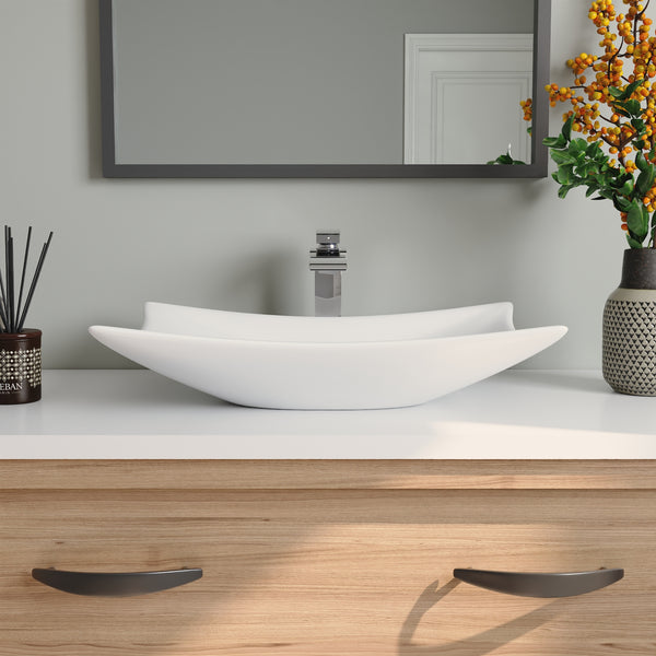 DeerValley DV-1V0050 Prism White Ceramic Rectangular Vessel Bathroom Sink
