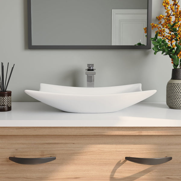 PRISM 22.64" Rectangular Vessel Bathroom Sink, Without Overflow