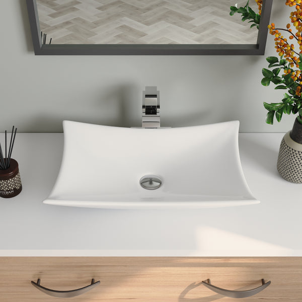 DeerValley DV-1V0050 Prism White Ceramic Rectangular Vessel Bathroom Sink