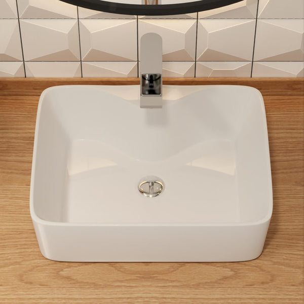 ALLY 19" X 15" Rectangle Vessel Bathroom Sink, Without Overflow With Multiple Types