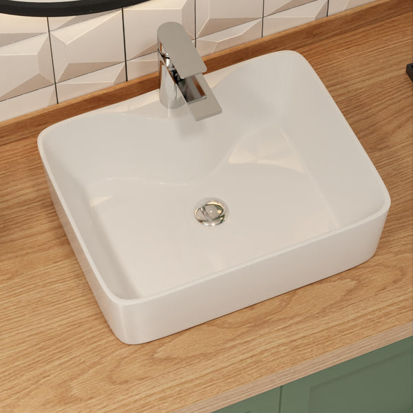 DeerValley Ally Ceramic Sleek Rectangular Bathroom Vessel Sink DV-1V031/0088