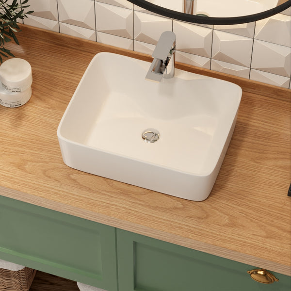 ALLY 19" X 15" Rectangle Vessel Bathroom Sink, Without Overflow With Multiple Types
