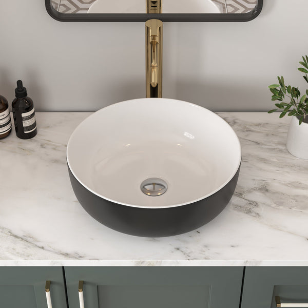 DeerValley Symmetry 16'' White Ceramic Circular Vessel Bathroom Sink DV-1V0030/0092