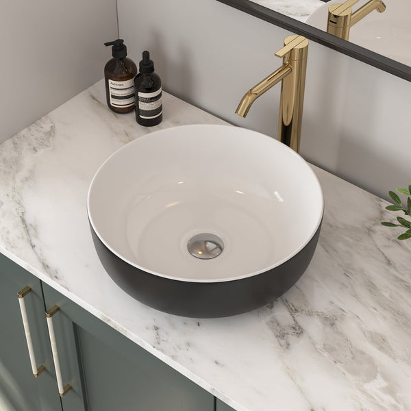DeerValley Symmetry 16'' White Ceramic Circular Vessel Bathroom Sink DV-1V0030/0092