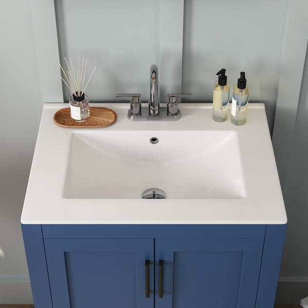 24" Rectangular Vanity Top Sink, Three Faucet Holes