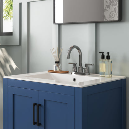 24" Rectangular Vanity Top Sink, Three Faucet Holes