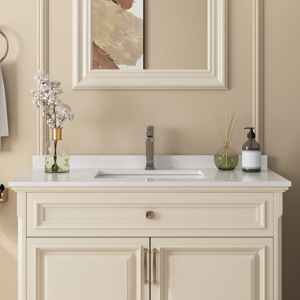 DV-1V0098 35" Rectangular Vanity Top Sink, Oversized countertop