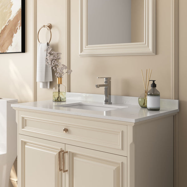 DV-1V0098 35" Rectangular Vanity Top Sink, Oversized countertop