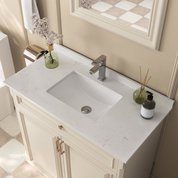 DV-1V0098 35" Rectangular Vanity Top Sink, Oversized countertop