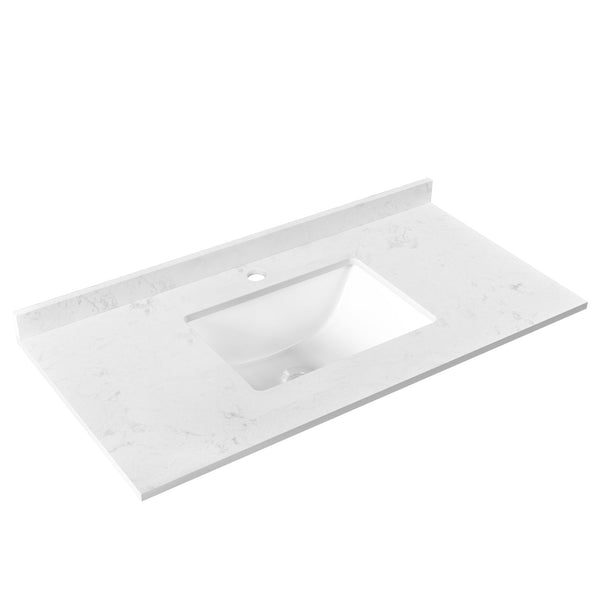 DV-1V0098 35" Rectangular Vanity Top Sink, Oversized countertop