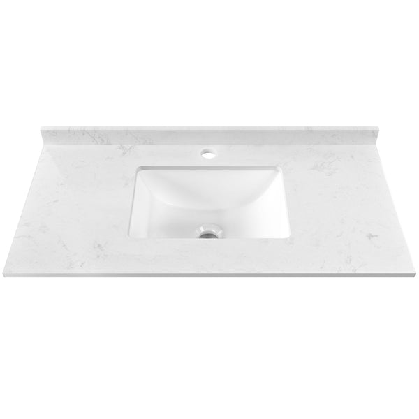 DV-1V0098 35" Rectangular Vanity Top Sink, Oversized countertop