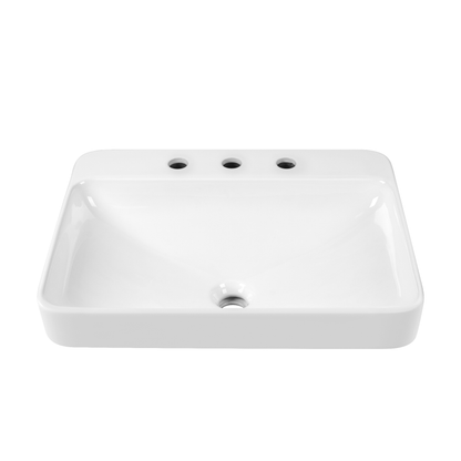 18.9" Rectangular Drop-in Bathroom Sink, Overflow Hole