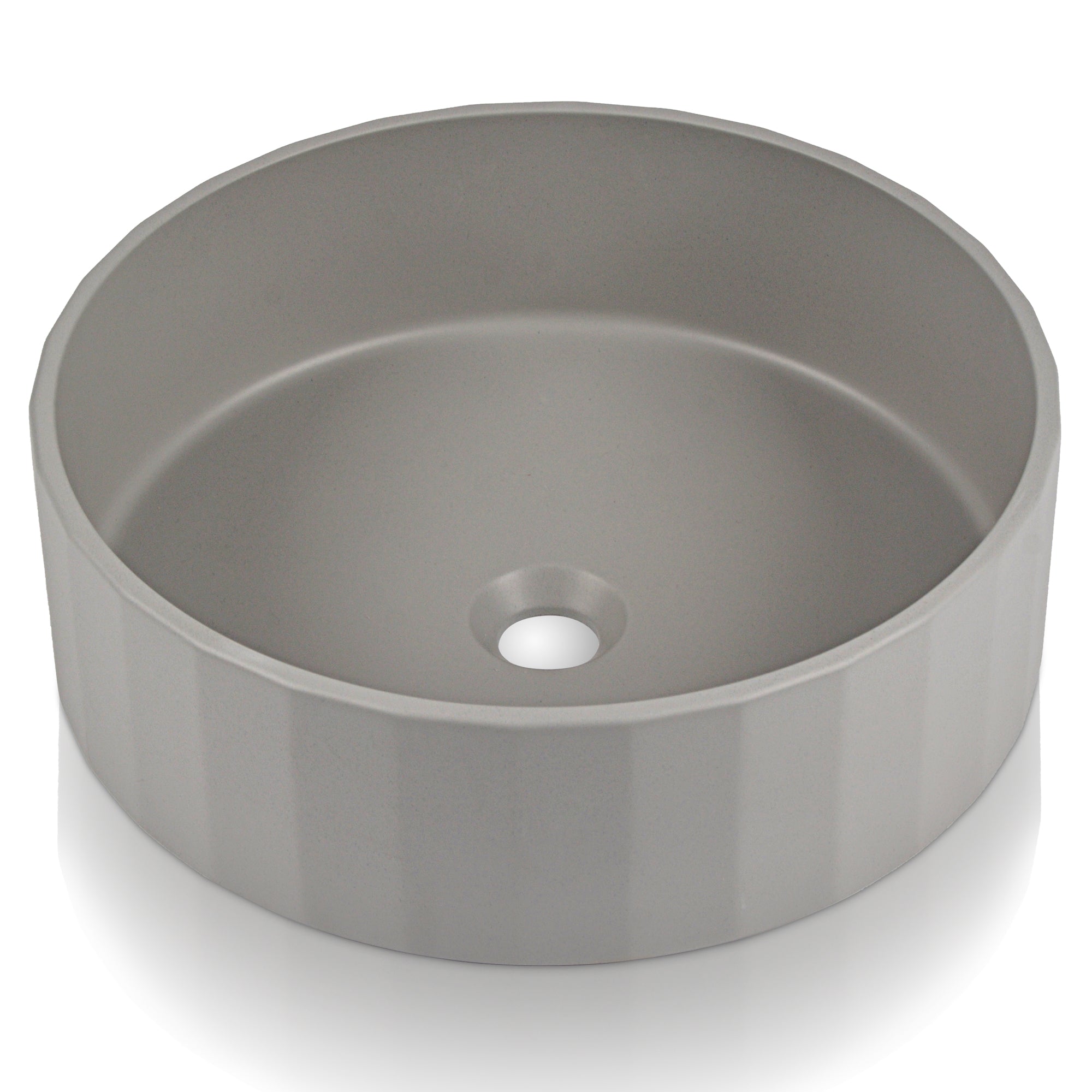 17" x 6" Round Vessel Bathroom Sink, Concrete