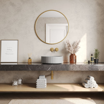 17" x 6" Round Vessel Bathroom Sink, Concrete