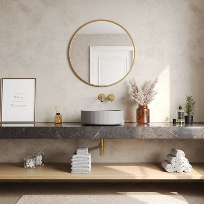 17" x 6" Round Vessel Bathroom Sink, Concrete